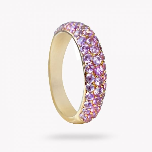anillo de oro amarillo diamantes y zafiro - Luque Joyeros