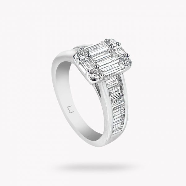anillo de oro blanco con diamantes - Luque Joyeros