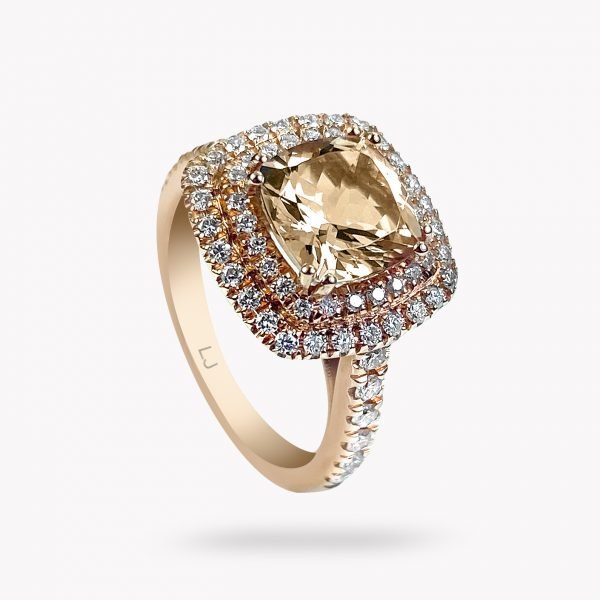 anillo de oro rosa con diamantes - Luque Joyeros