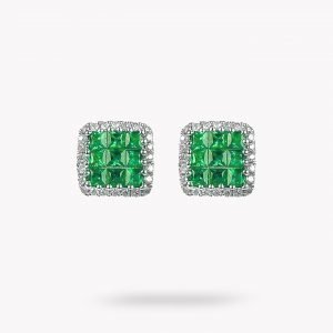 pendientes de diamantes y esmeraldas - Luque Joyeros