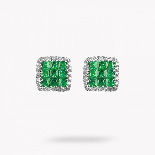pendientes de diamantes y esmeraldas - Luque Joyeros