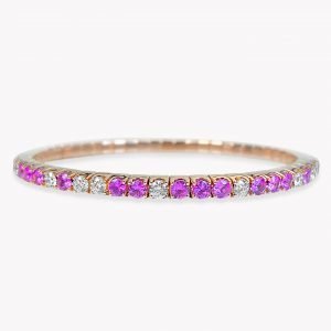 pulsera de oro rosa con diamantes y zafiros rosas - Luque Joyeros
